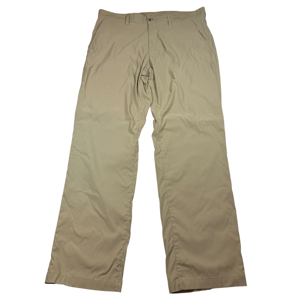 Eddie Bauer First Ascent Guide Pants Mens 35x32 Tan Nylon Spandex Hiking Outdoor